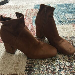 Beautiful suede, low heel brown boots by 9 West